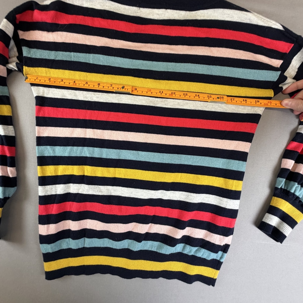 Boden Sweater Womens Small Multicolor Stripe Crewneck Balloon Sleeve Wool Knit - Picture 8 of 10
